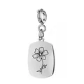 Silver minimalist stainless steel birth month flower pendant with laser engraving detail - October (Cosmos) - Spring Clasp / Silver