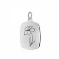 Laser engraved stainless steel flower birth month pendant for personalized jewelry - March (Daffodil) / Silver