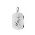 Stainless steel birth flower pendant accessory featuring delicate floral laser engraving - May (Lily of the Valley) / Silver