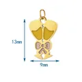 Stainless steel clinking wine glasses pendant with pink bow detail, 13x9mm size. - Ring Hook Style / Champagne