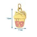 Detail showing dimensions of a 16mm gold milk tea cup pendant for DIY jewelry - Ring Hook Style / Water Bottle