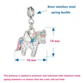 Vista dettagliata del ciondolo unicorno con dimensioni 14x16 mm e testo descrittivo - Stile Unicorno 2 (Chiusura in Argento)