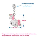 Dettaglio ciondolo unicorno con dimensioni 14x16mm e fibbia in acciaio inossidabile - Stile Unicorno 4 (Chiusura in Argento)