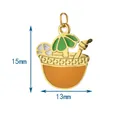 Summer drink cocktail charm pendant in gold stainless steel, size 15mm by 13mm detail. - Ring Hook Style / Fruit Juice