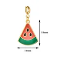 Close-up detail of a watermelon enamel charm showing dimensions 18mm height and 14mm width - Watermelon with Spring Clasp / 18mm x 14mm