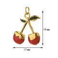Vista dettagliata del ciondolo a ciliegia 3D con misure di 19 mm per 17 mm totali - Forma a Ciliegia (Anello Semplice)