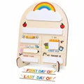 Houten schoolmijlpaalbord met verwisselbare banners voor de eerste en laatste schooldag - Terug naar School Mijlpaal Bord Met Pen / 30x25cm / Kleurrijk