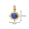 18K gold plated titanium steel pendant with blue lapis lazuli stone, 16x18mm size - Geometric Round Steel Ring / Blue