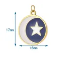 Detailansicht der 17mm x 15mm Maße des Mond- und Sternanhängers aus rostfreiem Edelstahl - Mond und Stern mit Bindering / Gold
