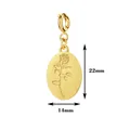 Detail view of gold-plated oval pendant with rose engraving and 22x14mm measurements - Rose Oval Plaque / With Spring Clasp