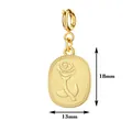 Detailed view of an 18k gold plated stainless steel rose pendant showing 18mm height - Rose Square Plaque / With Spring Clasp
