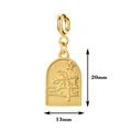 Detailed dimensions of 18K gold plated stainless steel palm tree charm pendant - Coconut Tree Arch Plaque / With Spring Clasp