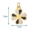 Détail du pendentif trèfle en acier 13x11mm avec émail noir et blanc pour bijoux DIY - Trèfle de la Chance / Bague unie / Noir et Blanc