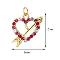 Detailed view of rhinestone heart and arrow charm with 15mm by 16mm dimensions - Gold Heart With Arrow Rhinestone Style (2) / 16x15mm