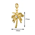 Detailansicht der Größe des goldenen Palmenanhängers, 17 mm hoch und 13 mm breit. - Coconut Tree with Spring Clasp / Kokospalme