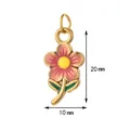 Macro detail view of stainless steel enamel daisy flower pendant measuring 20mm by 10mm - Pink Flower Pendant (15)