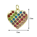 Detailed 15mm heart-shaped pendant with colorful rhinestones on gold alloy base - Multi-Colored Zirconia Heart Style (Gold Ring) / 15x15mm