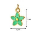 Small green enamel daisy pendant showing 16mm height and 13mm width dimensions. - Green Daisy Style (11)