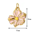 Detailed view of pink enamel daisy flower pendant for DIY jewelry, 18x15mm size - Pink and White Gradient Daisy (9)
