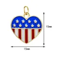 Macro detail of a 15mm heart pendant featuring American flag stars and stripes design - US Flag Heart Style (Gold Ring) / 15x15mm