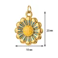 Close-up of a blue and gold enamel daisy pendant showing 20mm by 18mm dimensions. - Blue Daisy (Daisy 4)