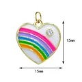 Detailed view of a 15mm rainbow heart-shaped alloy pendant for DIY jewelry projects - Gold Frame Rainbow Heart Style (1) / 15x15mm