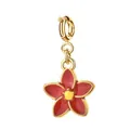 Red enamel flower pendant in gold stainless steel for DIY jewelry making - Red Five-Petal Flower - Circular Spring Clasp Style (12-1)