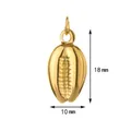 Macro detail of golden stainless steel cowrie shell pendant with 18mm height dimension - Gold Conch With Split Ring