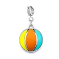 Colorful sports-style beach ball enamel charm for DIY jewelry making and keychains - Tri-Color Ball / Silver Clasp
