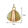 Detailed view showing 19mm by 17mm dimensions of a colorful enamel seashell charm - Shell With Split Ring