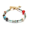 Handmade Bohemian retro natural stone beaded bracelet featuring colorful turquoise and agate beads - Retro Multicolor Faceted Ore Style (DSC_5645)