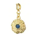 Niche luxury stainless steel gold plated pendant with blue natural stone and ruffled edge - Spring Clasp Dark Blue Stone Style (2-3)
