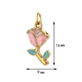 Rose flower pendant in stainless steel with pink enamel, DIY jewelry size 16x9 mm - Pink Rose (2)