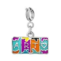 Vibrant enamel 'ART' word pendant with heart symbol made of silver zinc alloy for DIY crafts - Art Letter (ART) / Silver Clasp