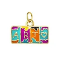 Vibrant colorful enamel ART word pendant charm in gold-toned zinc alloy for DIY jewelry making - Art Letter (ART) / Gold Band