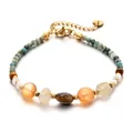 Elegant bohemian vintage bracelet with multi-color natural stones and gold-toned metal beads - Multicolor Irregular Natural Stone Style (DSC_5650)