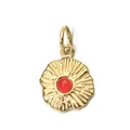 Gold-plated stainless steel wavy round pendant with red stone center for DIY jewelry - Radiation Texture Red Stone Style (1-6)
