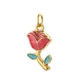 Gold-plated stainless steel rose flower pendant with red enamel for DIY necklace making - Red Rose (3)