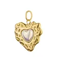 Elegant gold textured heart pendant with a pearlescent center stone for jewelry making - Pearl Heart / Without Clasp