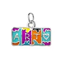 Colorful pop-art 'ART' word enamel rectangular DIY charm pendant in silver metal finish - Art Letter (ART) / Silver Band