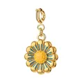 Daisy flower charm pendant in yellow gold plating with blue enamel petals for jewelry - Blue Daisy with Spring Clasp (4-1)