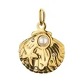 Gold ocean style shell pendant with pearl and starfish detail for DIY jewelry making. - Pearl Inlaid Shell Pendant / Starfish Shell