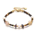 Beaded bracelet with tiger eye, natural stones, freshwater pearls and gold-plated accents - Tiger Eye with Artificial Pearl and Amethyst Mix (DSC_5625)
