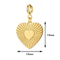 Colgante de corazón de acero inoxidable dorado con patrón de rayos, tamaño de 12mm - Pattern heart / Con cierre de resorte