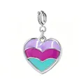 Colorful heart-shaped enamel charm pendant in purple, magenta, and turquoise finish - Purple Rose Cyan Three-Color Rainbow Heart With Clasp Style (3-3)