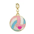 Glitter volleyball charm pendant with pink heart for DIY jewelry making - Volleyball / Gold Clasp