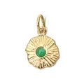 Wavy round stainless steel pendant with green natural stone for DIY jewelry accessory - Wavy Edge Round Green Natural Stone Style (1-2)