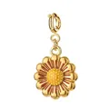 Elegant gold stainless steel daisy flower charm with red enamel details for DIY jewelry. - Red Daisy with Spring Clasp (5-1)