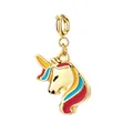 Ciondolo a forma di testa di unicorno in smalto dorato per gioielli DIY - Unicorno 1 (Chiusura Dorata)