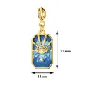 Vergoldeter Tarot-Anhänger mit blauem Emaille-Auge und Kristallen für DIY-Schmuck - Tarotkarte Rechteck Stil (3)